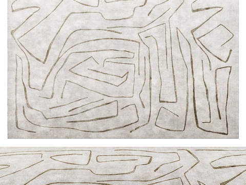  现代条纹布艺地毯3d模型 