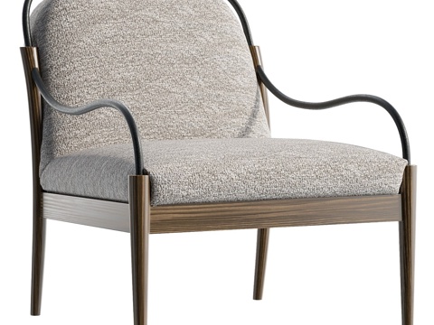  新中式中古风扶手椅3d模型 