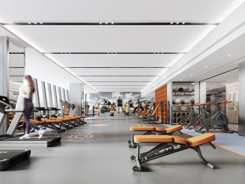 现代酒店健身房3d模型 