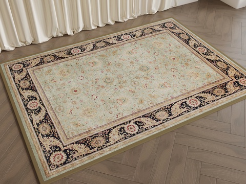  法式复古地毯 方形地毯3d模型 