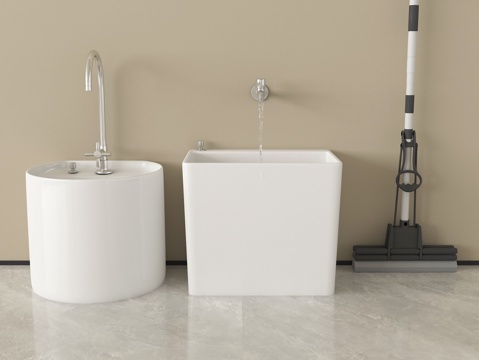  现代拖把池 拖布池 墩布池 拖把3d模型 