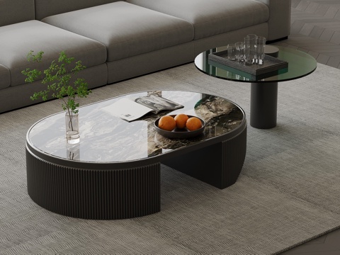  现代意式茶几 子母组合茶几su模型 