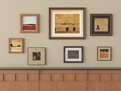  中古风挂画组合 装饰挂画3d模型 