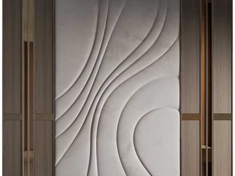  新中式轻奢硬包背景墙 装饰墙板3d模型 