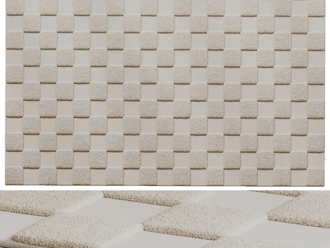  现代格子布艺地毯3d模型 