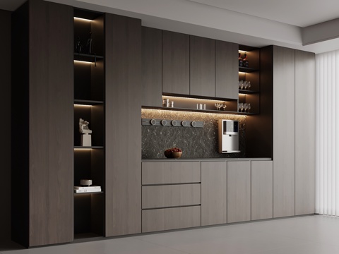 意式备餐柜su模型