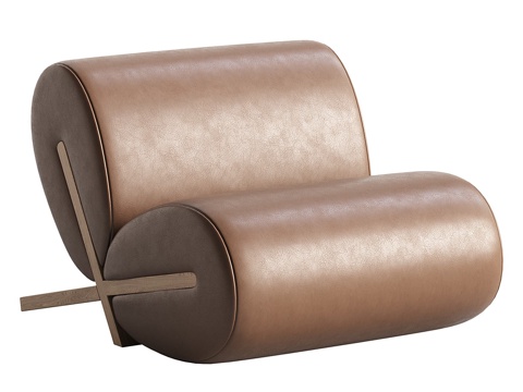  现代意式布艺皮革休闲椅3d模型 