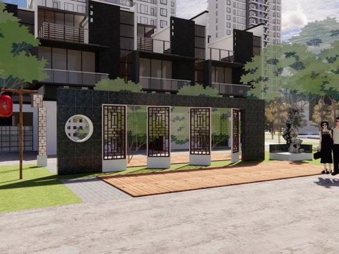  水池 阳光房 微景观 露台 造景 屋顶花园 水景 景观su模型 