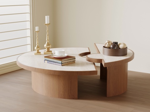 侘寂中古茶几su模型