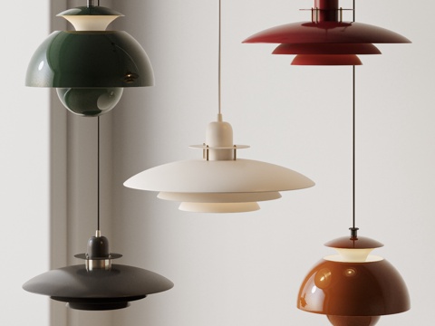 北欧简约吊灯 飞碟吊灯 花苞吊灯 彩色吊灯 PH5吊灯su模型
