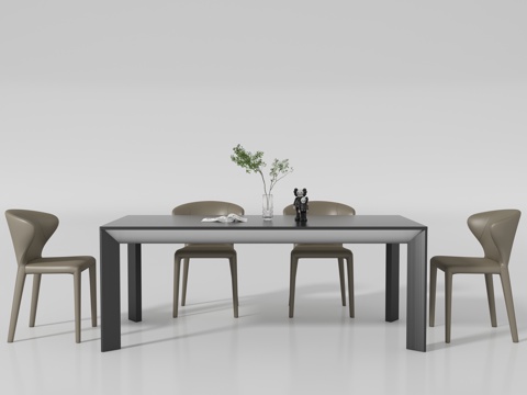  现代长餐桌椅3d模型 