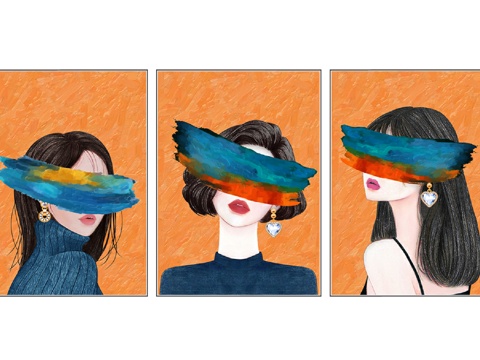 现代人物装饰画su模型