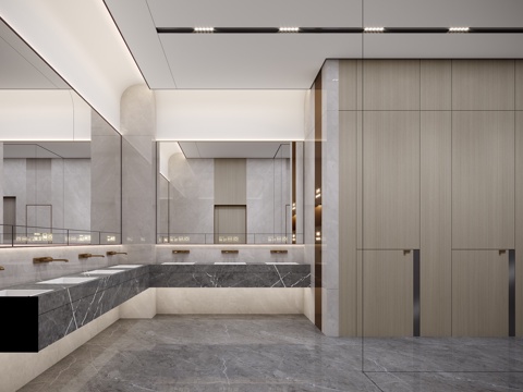  现代公共卫生间3d模型 