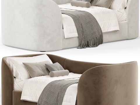  现代奶油风儿童布艺沙发床3d模型 