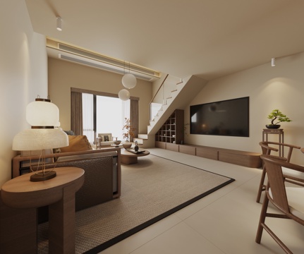  宋代美学客餐厅叠墅3d模型 