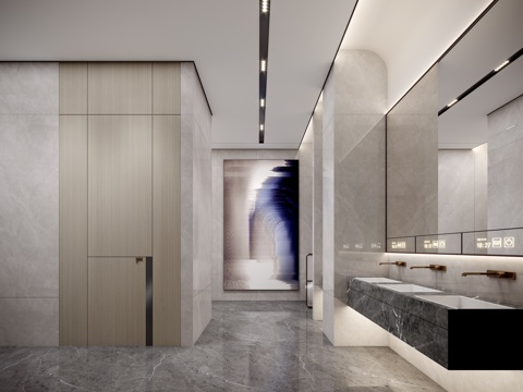  现代公共卫生间3d模型 