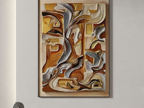  现代，轻奢，侘寂，肌理，立体，装饰画3d模型 