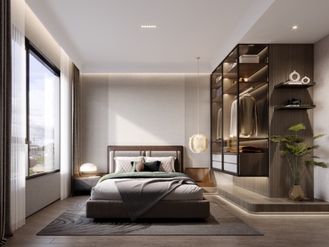  现代卧室3d模型 