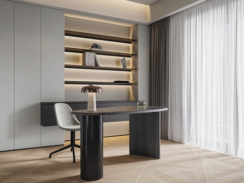  现代书房3d模型 