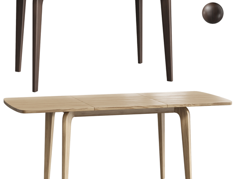  现代意式实木长餐桌3d模型 