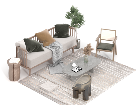  沙发组合3d模型 