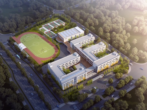  现代 职业学校 鸟瞰规划 鸟瞰3D模型3d模型 