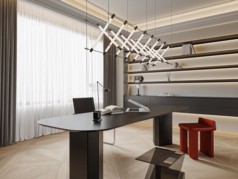  现代阅读室3d模型 