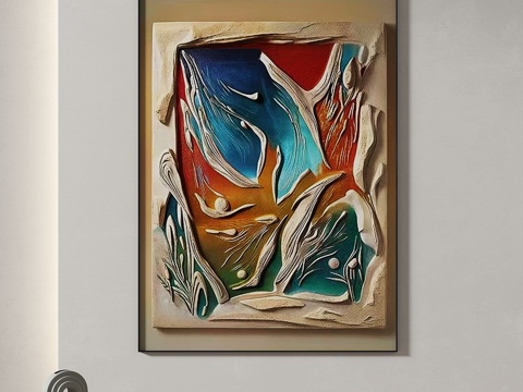  现代，轻奢，侘寂，肌理，立体，装饰画3d模型 