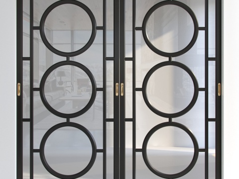  德文门 双开玻璃门3d模型 