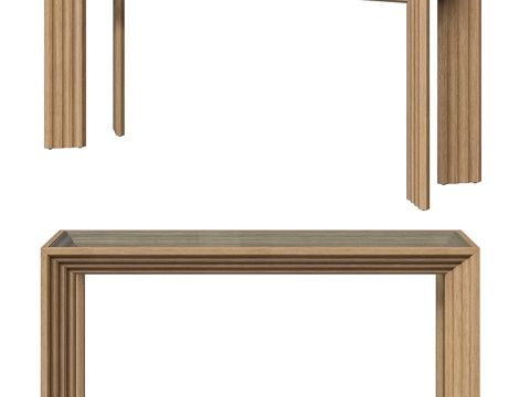  新中式实木端景台 玄关桌3d模型 