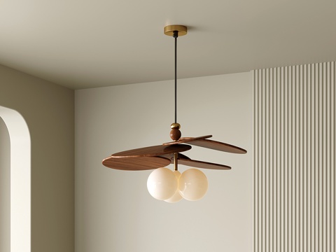 中古餐厅吊灯 复古吊灯 实木吊灯 魔豆吊灯su模型