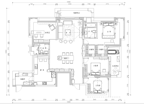  极简大平层 样板间 最新全套施工图合集cad施工图 