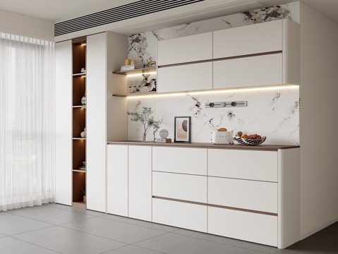  现代餐边柜 酒柜餐边柜 餐厅餐边柜 顶面回风口餐边柜 茶水柜3d模型 