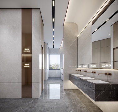  现代公共卫生间3d模型 