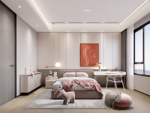  现代儿童房3d模型 