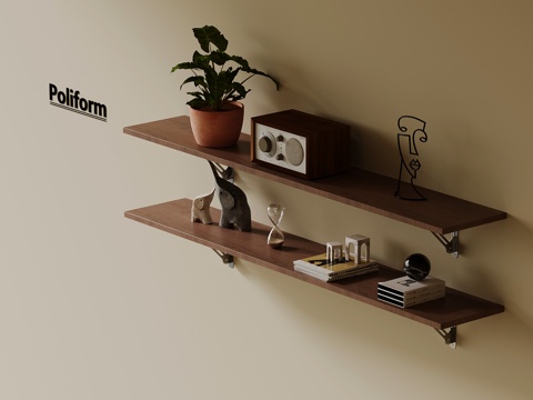  现代中古风置物架 书架3d模型 