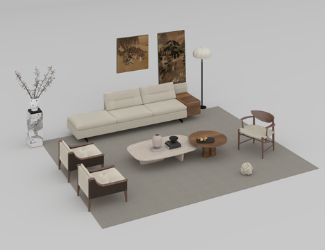  沙发组合3d模型 