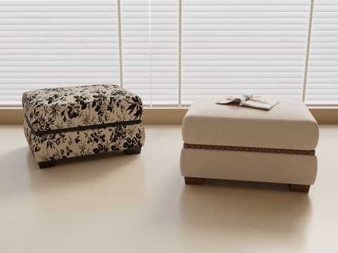 法式中古凳子 沙发凳 换鞋凳su模型