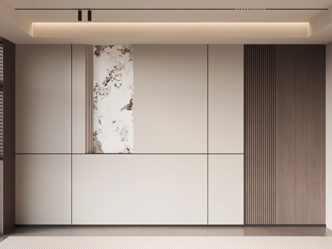 现代意式床头背景墙 客厅背景墙su模型