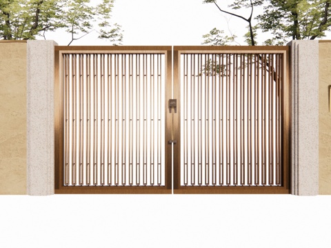 庭院门 门 庭院 屋顶花园 庭院灯 水池 造景 微景观su模型