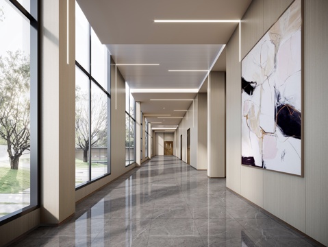  现代走廊3d模型 