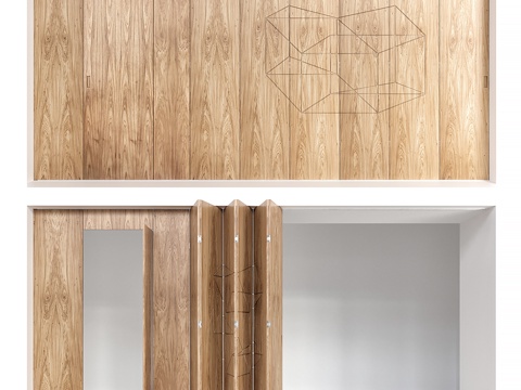  现代北欧折叠木门3d模型 