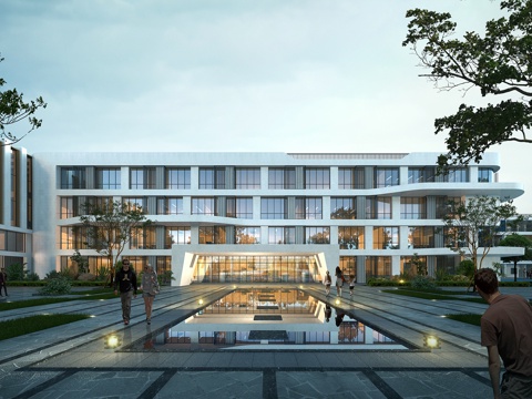  现代 职业学校 建筑外观 学校3D模型3d模型 