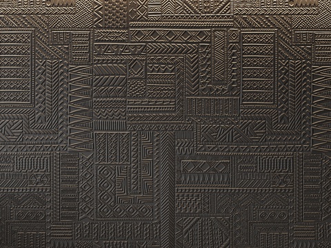  新中式侘寂墙面装饰材料3d模型 