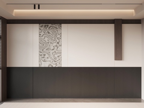 现代意式床头背景墙 客厅背景墙su模型