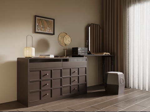  新中式梳妆台3d模型 