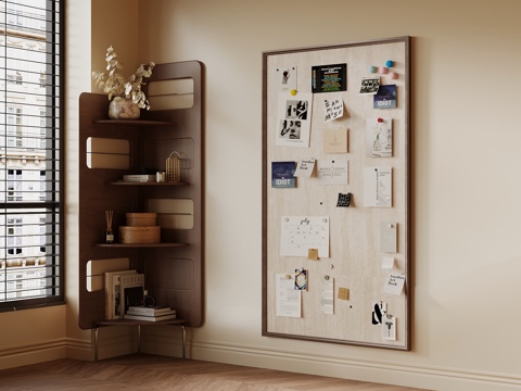 中古风置物架 书架 洞洞板su模型