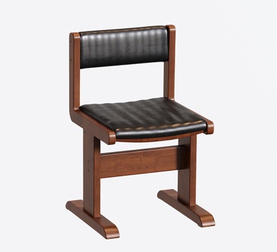  中古实木餐椅 休闲书桌椅 复古单椅3d模型 