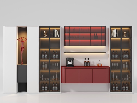  现代酒柜3d模型 