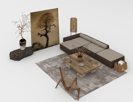  沙发组合3d模型 